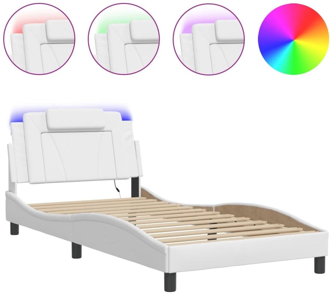 vidaXL Bettgestell "Viana" mit LED ohne Matratze Weiß 100x200 cm Kunstleder 3214002 Bild 1
