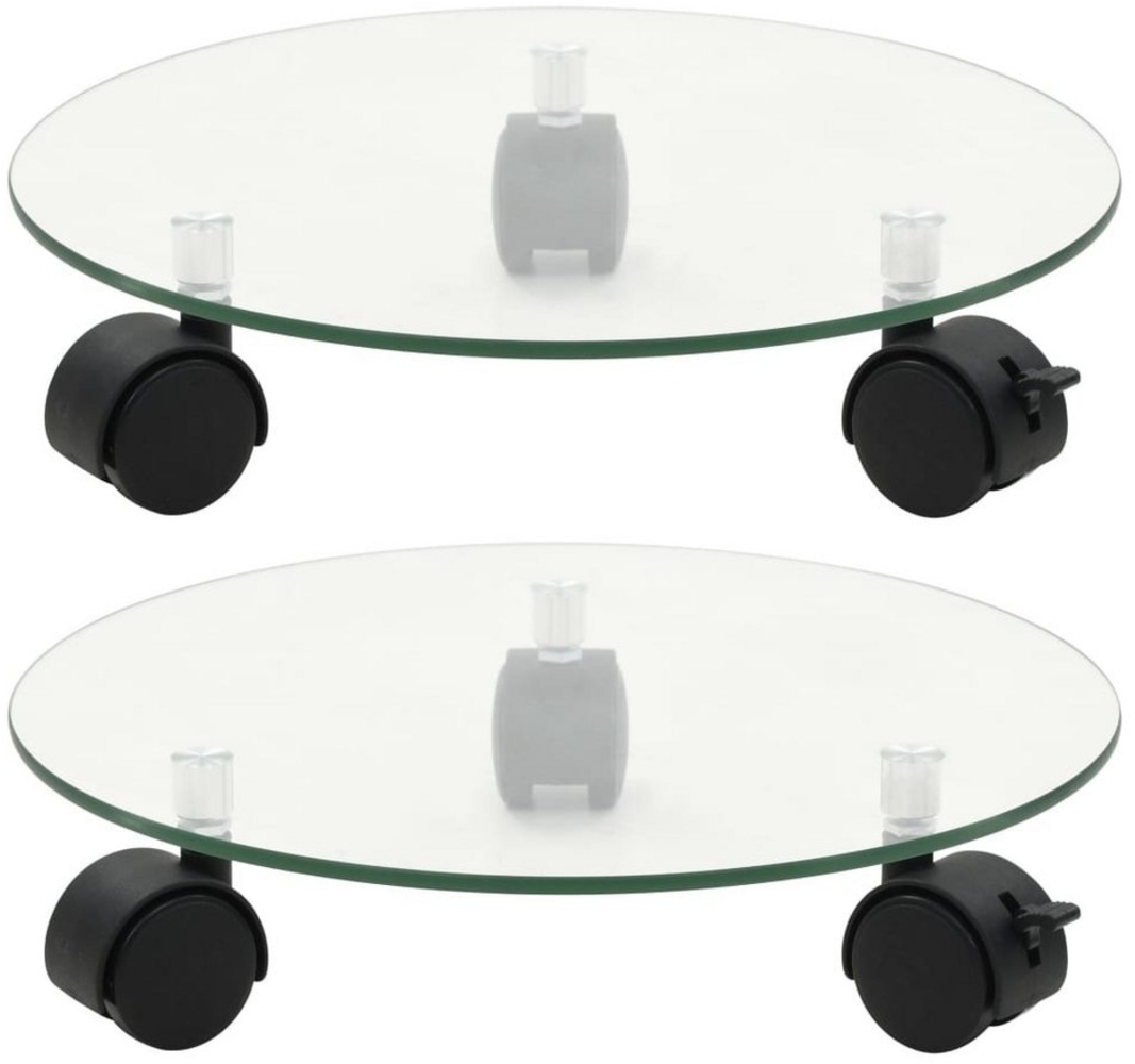 vidaXL Pflanzenständer mit Rollen 2 Stück Hartglas 28 cm Rund 245691 Bild 1