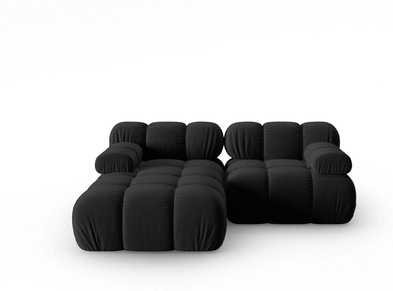 Micadoni Modulares Ecksofa Bellis 3-Sitzer Links Samtstoff Schwarz Bild 1