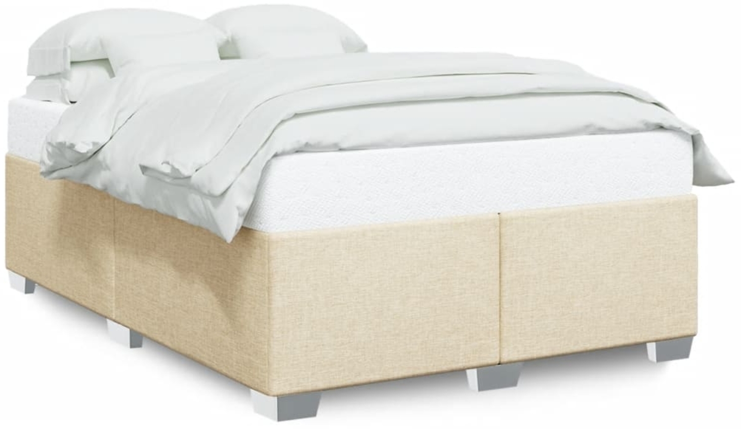 vidaXL Bettgestell ohne Matratze Creme 140x190 cm Stoff 3284476 Bild 1