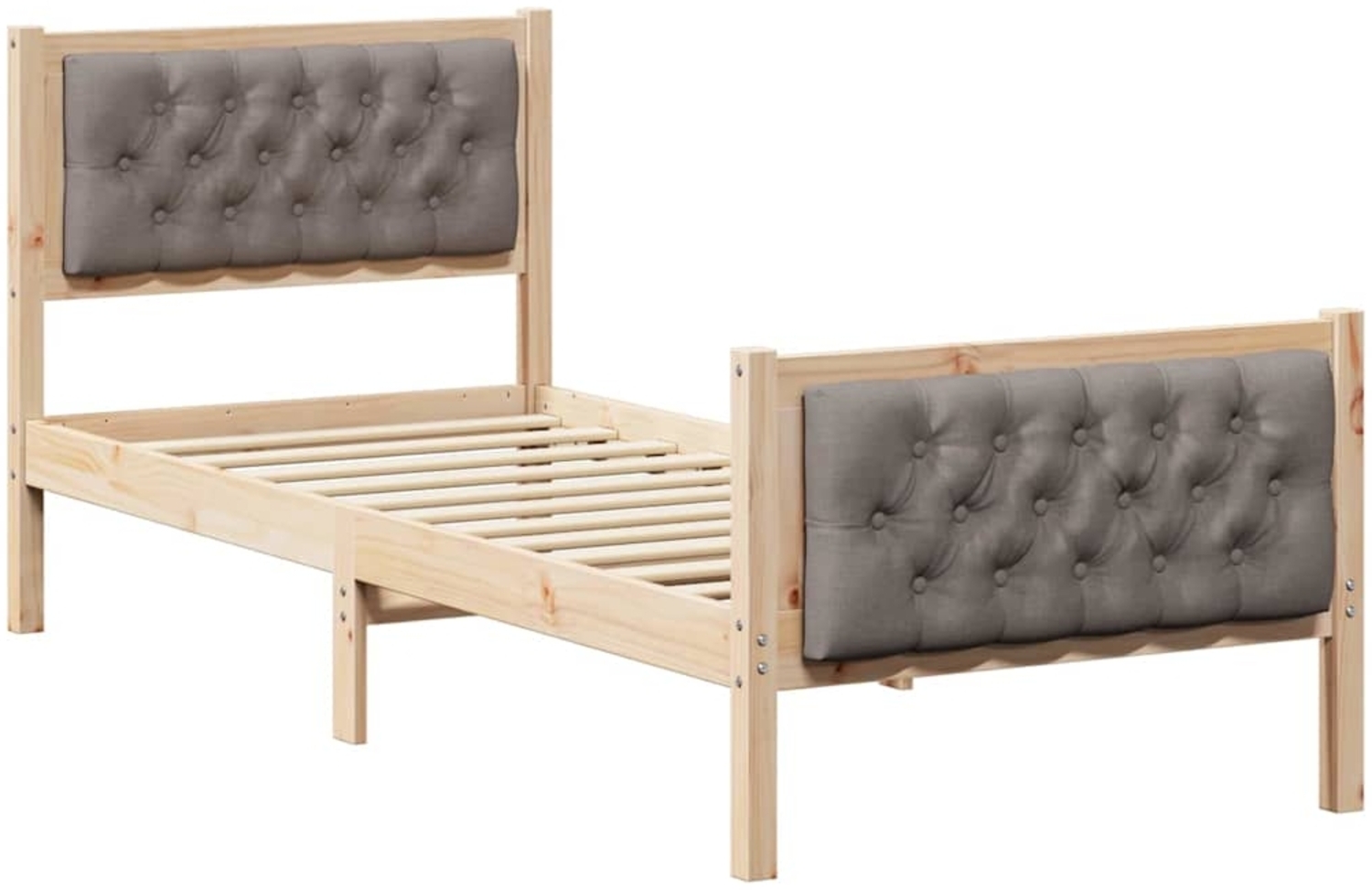 vidaXL Bettrahmen mit Kopfteil Taupe 75 x 190 cm Massives Kiefernholz 878442 Bild 1