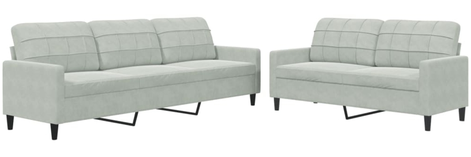 vidaXL 2-tlg. Sofagarnitur mit Kissen Hellgrau Samt 3278471 Bild 1
