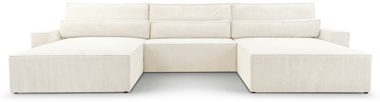 MOEBLO Wohnlandschaft DENVER U, Eckcouch aus Cordstoff Ecksofa U-Form Cord Sofa Couch Polsterecke U-Sofa - 410x85x200cm, mit Bettkasten und Schlaffunktion Bild 1