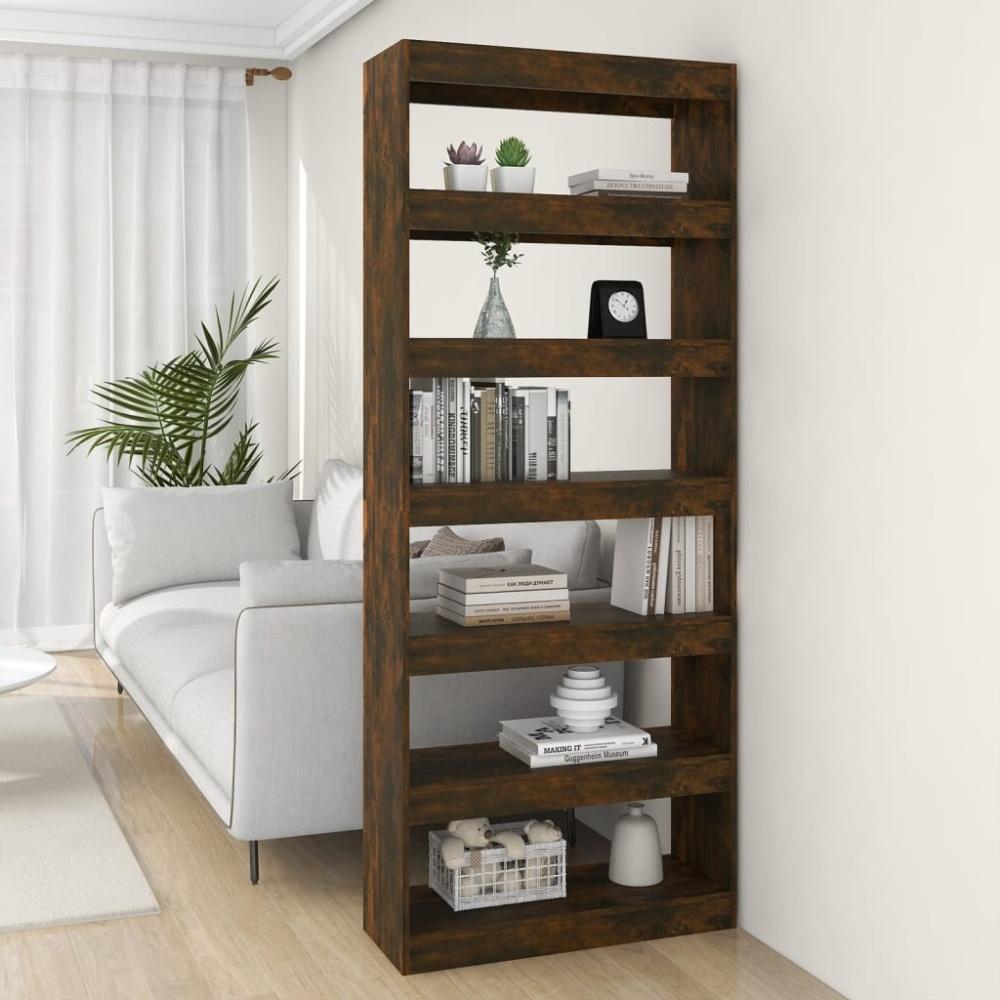 vidaXL Bücherregal/Raumteiler Räuchereiche 80x30x198 cm Holzwerkstoff 813626 Bild 1