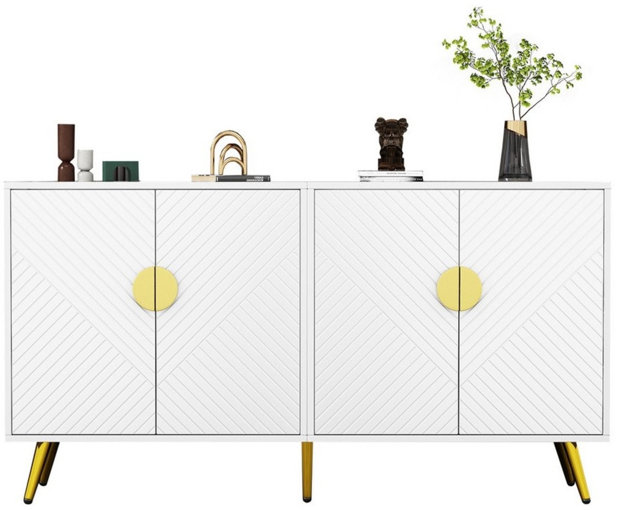 OKWISH Sideboard Highboard (Beistellschrank, 1 St, 4 Türen), mit verstellbarem Regal, Schrägstreifen-Design Bild 1