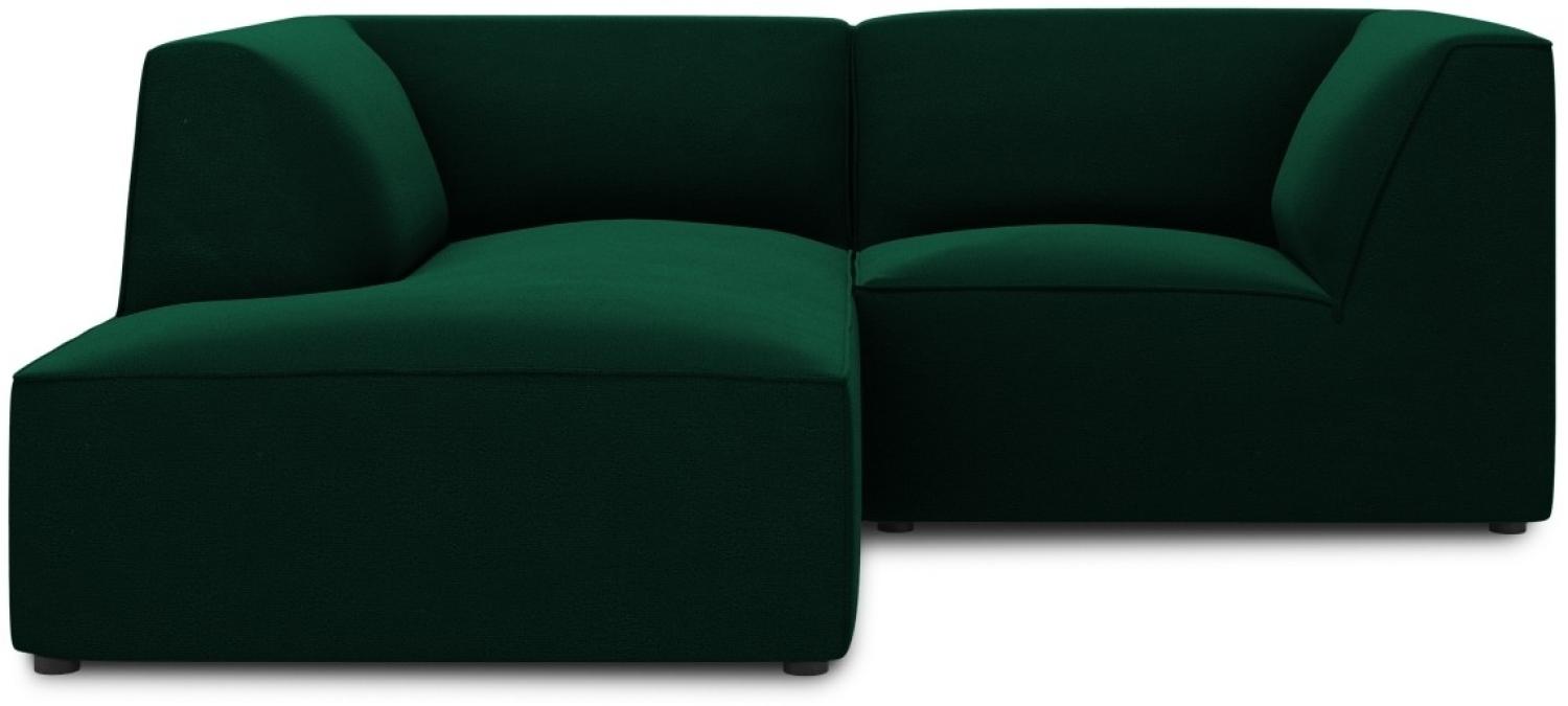 Micadoni 3-Sitzer Samtstoff Modular Ecke links Sofa Ruby | Bezug Bottle Green | Beinfarbe Black Plastic Bild 1