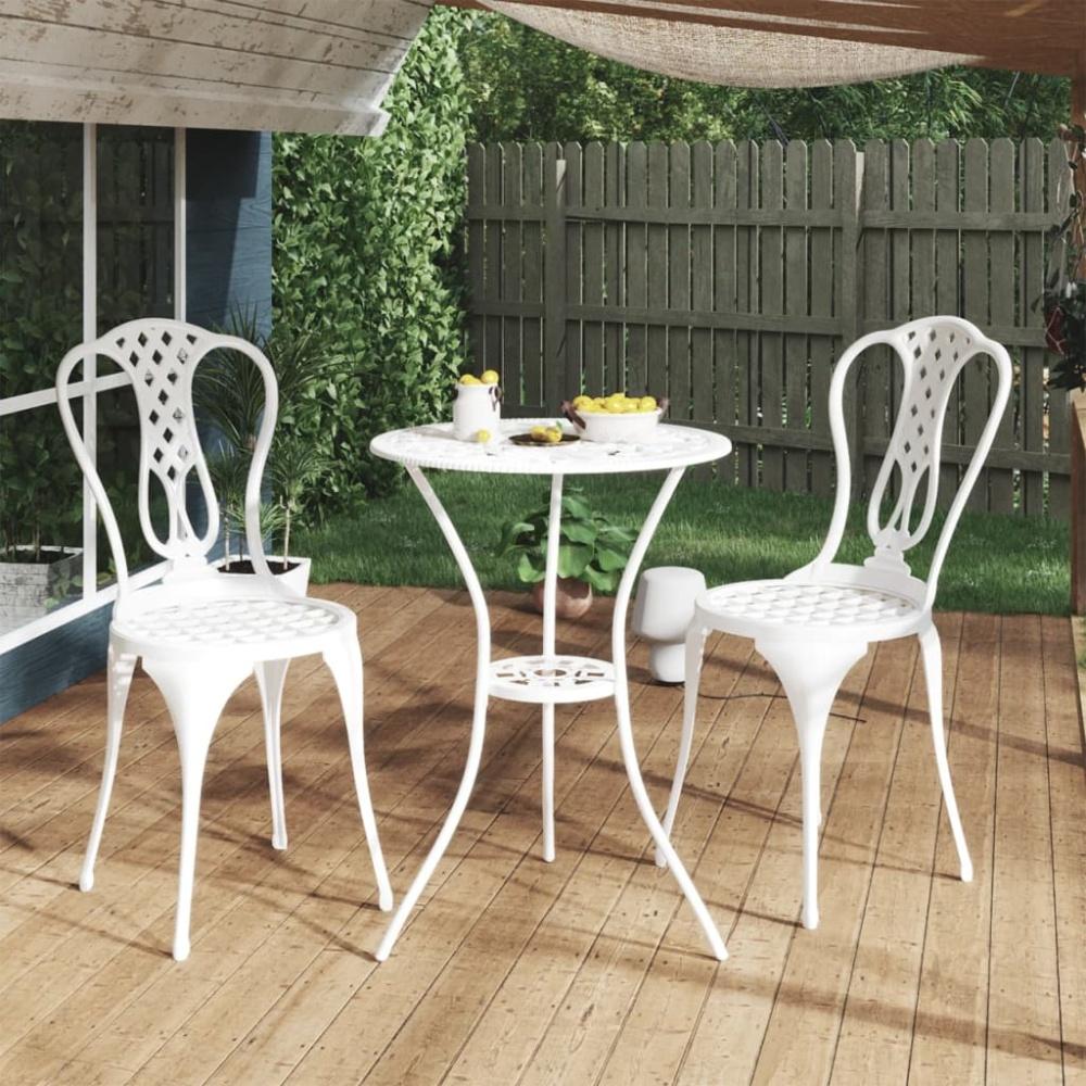 vidaXL 3-tlg. Bistro-Set Aluminiumguss Weiß 317752 Bild 1