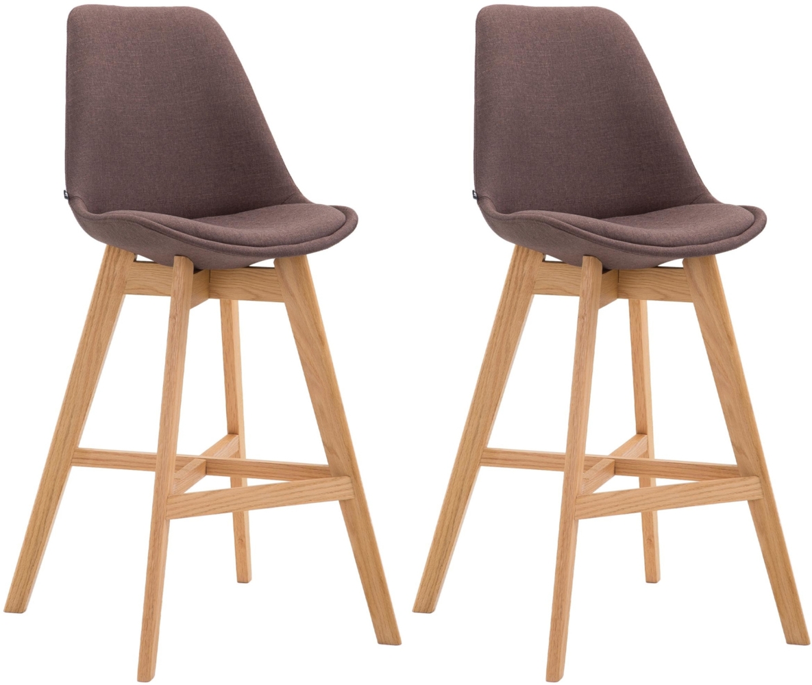 CLP 2er Set Barhocker Cannes Stoff mit Rückenlehnen und Fußstütze,braun natura Bild 1