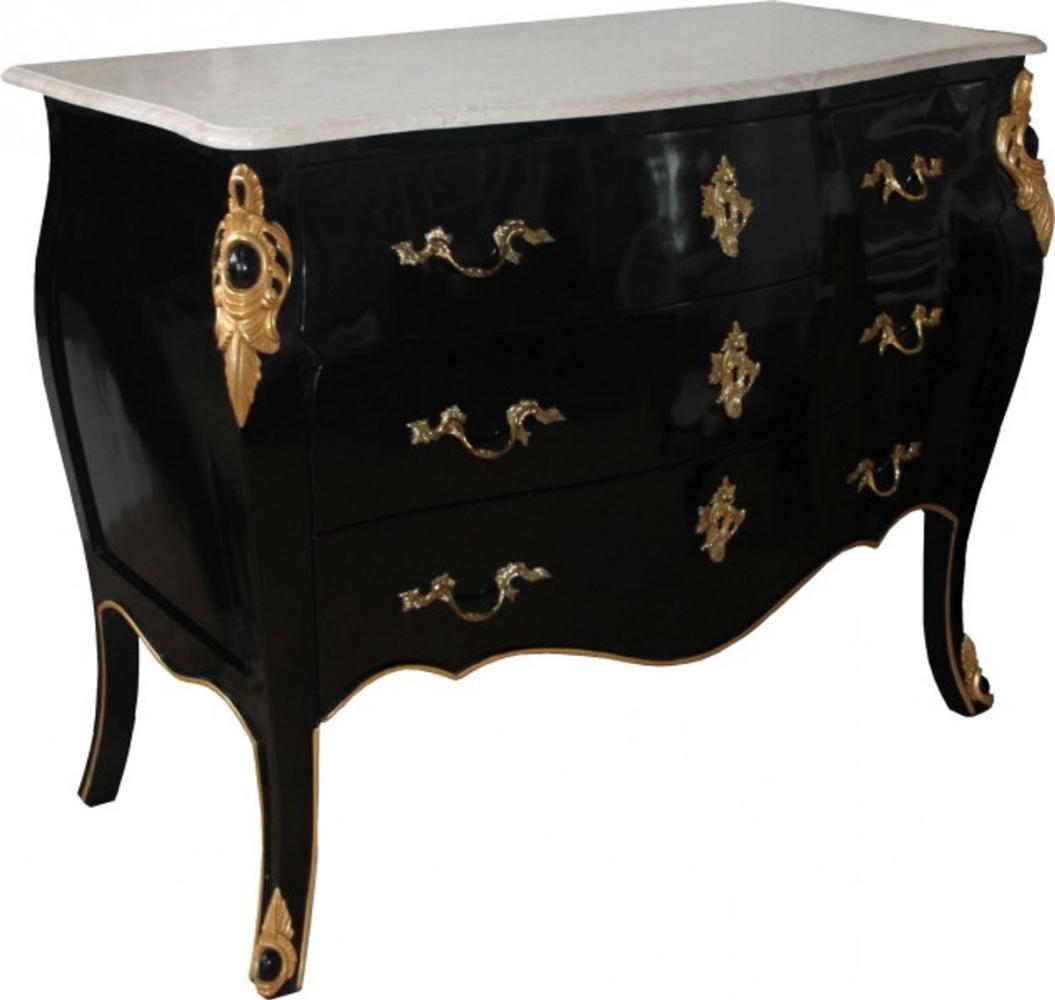 Casa Padrino Barock Luxus Kommode Schwarz / Gold / Weiß 110 cm - Barock Möbel Bild 1