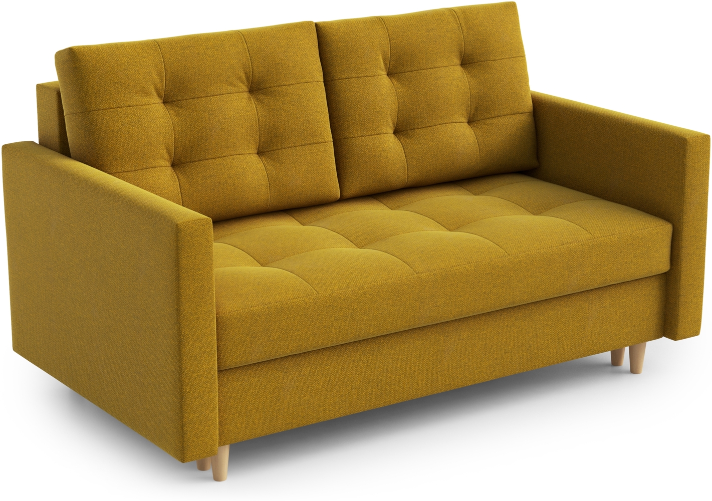 AX LIVING Spaxton 2 Sitzer Sofa Klein 155 cm Gelb mit Schlaffunktion Bild 1