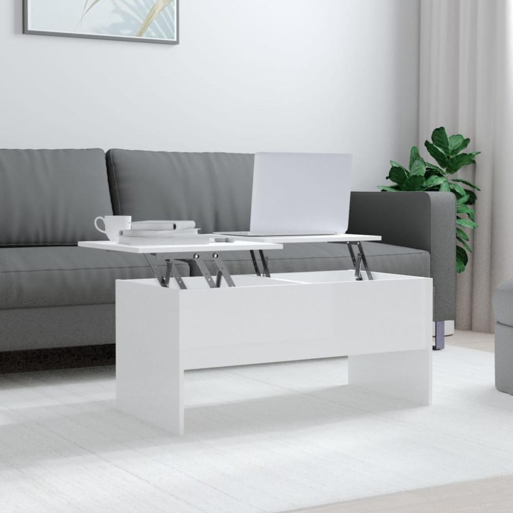 vidaXL Couchtisch Hochglanz-Weiß 102x50,5x46,5 cm Holzwerkstoff 809725 Bild 1