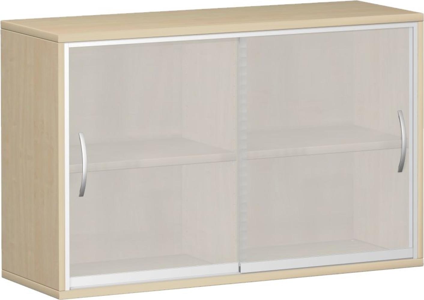 Schiebetürenschrank mit satinierten Glas-Schiebetüren, 120x42x77cm, Ahorn Bild 1