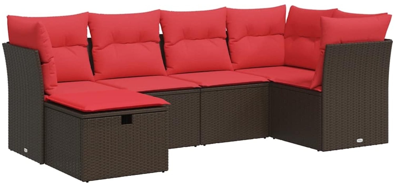 vidaXL 6-tlg. Garten-Sofagarnitur mit Kissen Braun Poly Rattan 3325290 Bild 1