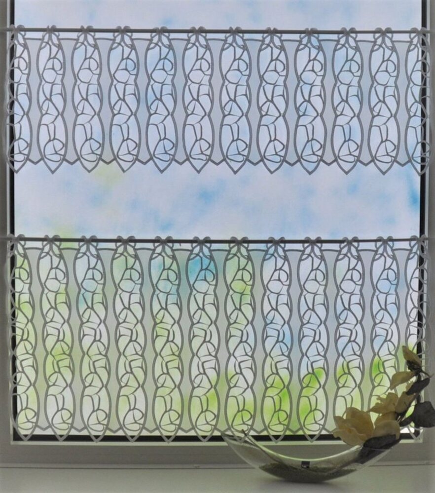Stickereien Plauen Scheibengardine Rom, Stangendurchzug (1 St), halbtransparent, Voile Bild 1