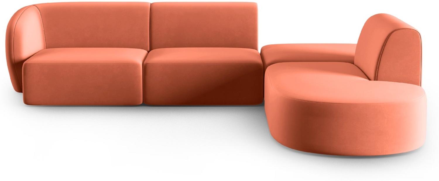 Micadoni Modulares Ecksofa Shane 5-Sitzer Rechts Samtstoff Koralle Bild 1