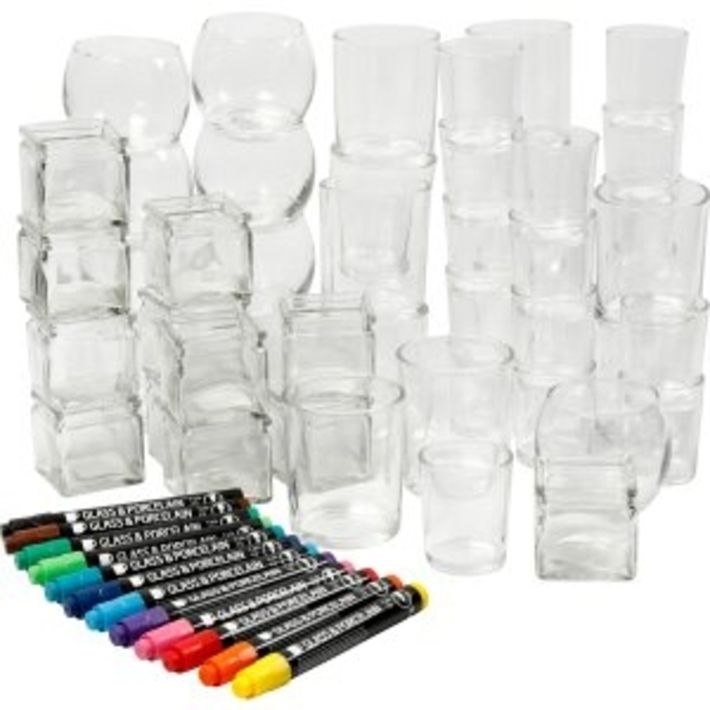Bastelset Kerzengläser 72 Stück inkl. Stifte Bild 1