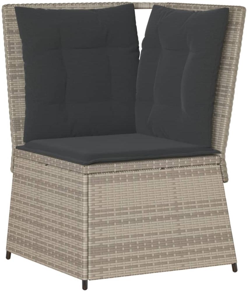 vidaXL Garten-Ecksofa mit Kissen Hellgrau Poly Rattan 368987 Bild 1