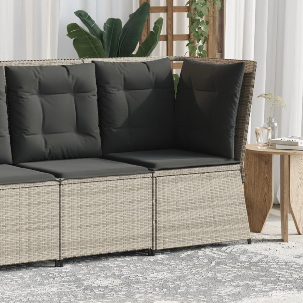 vidaXL Garten-Ecksofa mit Kissen Hellgrau Poly Rattan 368987 Bild 1