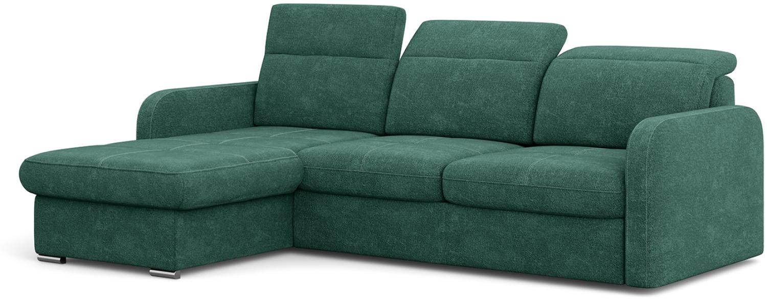 MEBLINI Schlafcouch mit Bettkasten - Ecksofa mit Schlaffunktion - Sofa mit Relaxfunktion und Kopfstützen - Couch L-Form - Eckcouch - Wohnlandschaft - EMERALD - 215x167x84cm - Grün Webstoff Bild 1