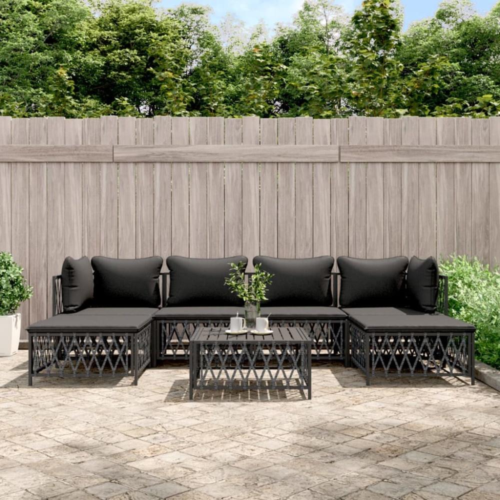 vidaXL 7-tlg. Garten-Lounge-Set mit Kissen Anthrazit Stahl 3186903 Bild 1