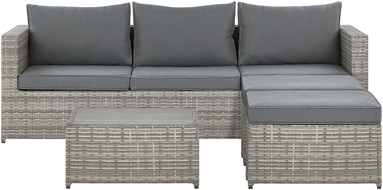 Lounge Set SABBIA PE Rattan Hellgrau Rechtsseitig Bild 1