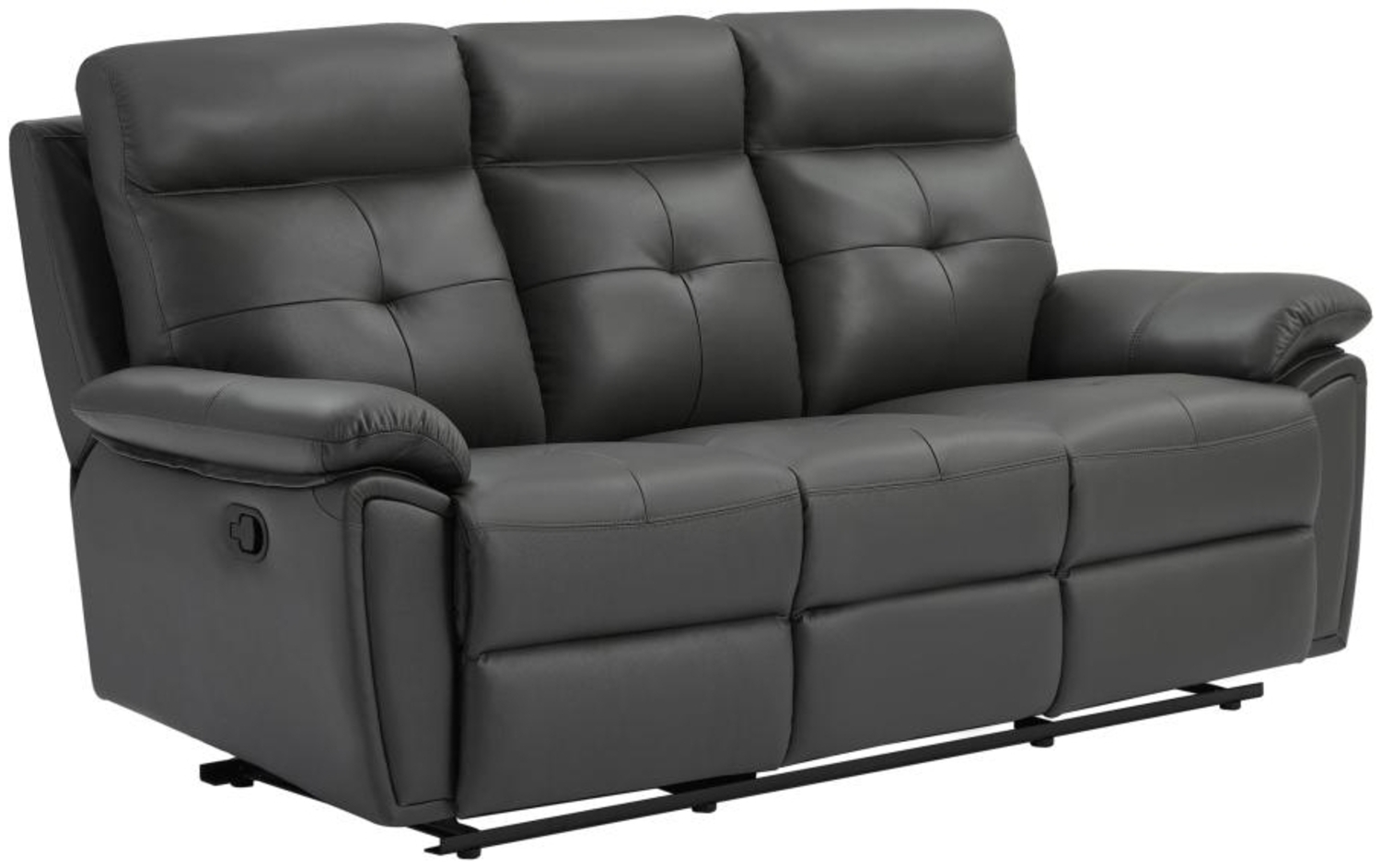 Vente-unique - Relaxsofa 3-Sitzer - Leder- Grau - VINETA Bild 1