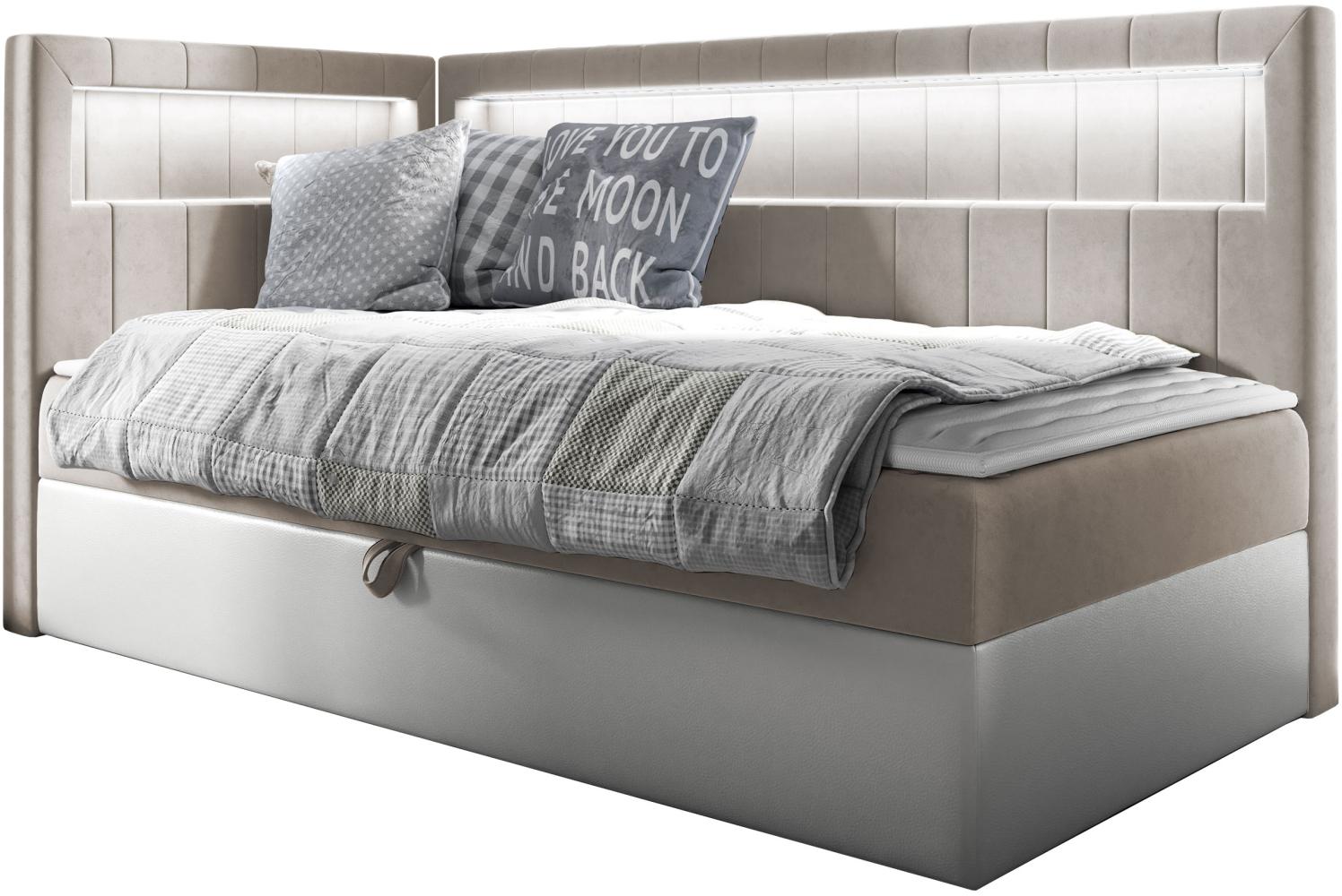 Boxspringbett 'Gladino Junior 3' beige 90 x 200 cm Links Bild 1