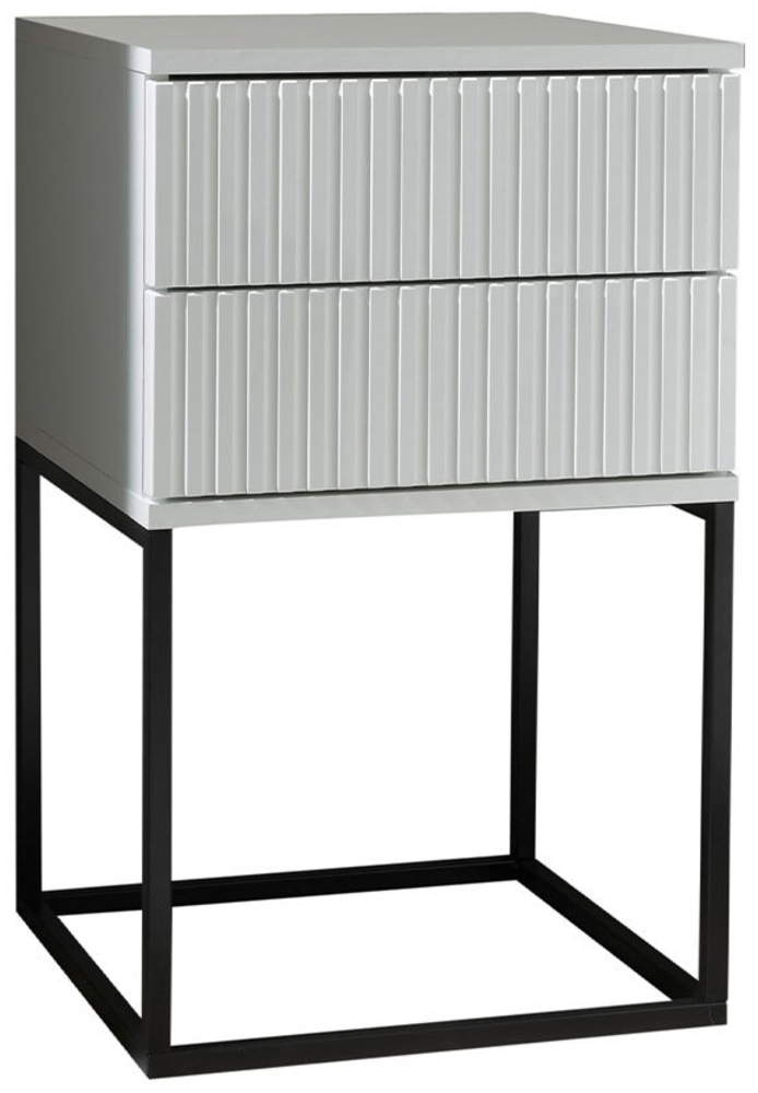 Nachttisch Maike / Marle, Holzwerkstoff, Metall, Schwarz, Weiß, 40 x 65 x 39 cm Bild 1