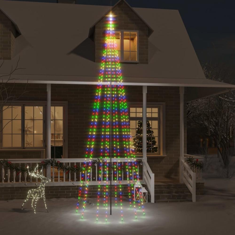 vidaXL LED-Weihnachtsbaum für Fahnenmast Mehrfarbig 732 LEDs 500 cm 343529 Bild 1