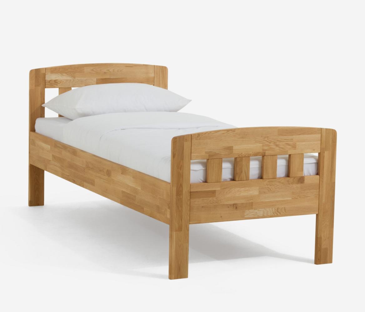 Dico Massivholz Einzelbett Komfortbett Seniorenbett, 420.00, Wildeiche Honig geölt Größe 90x220 cm Bild 1