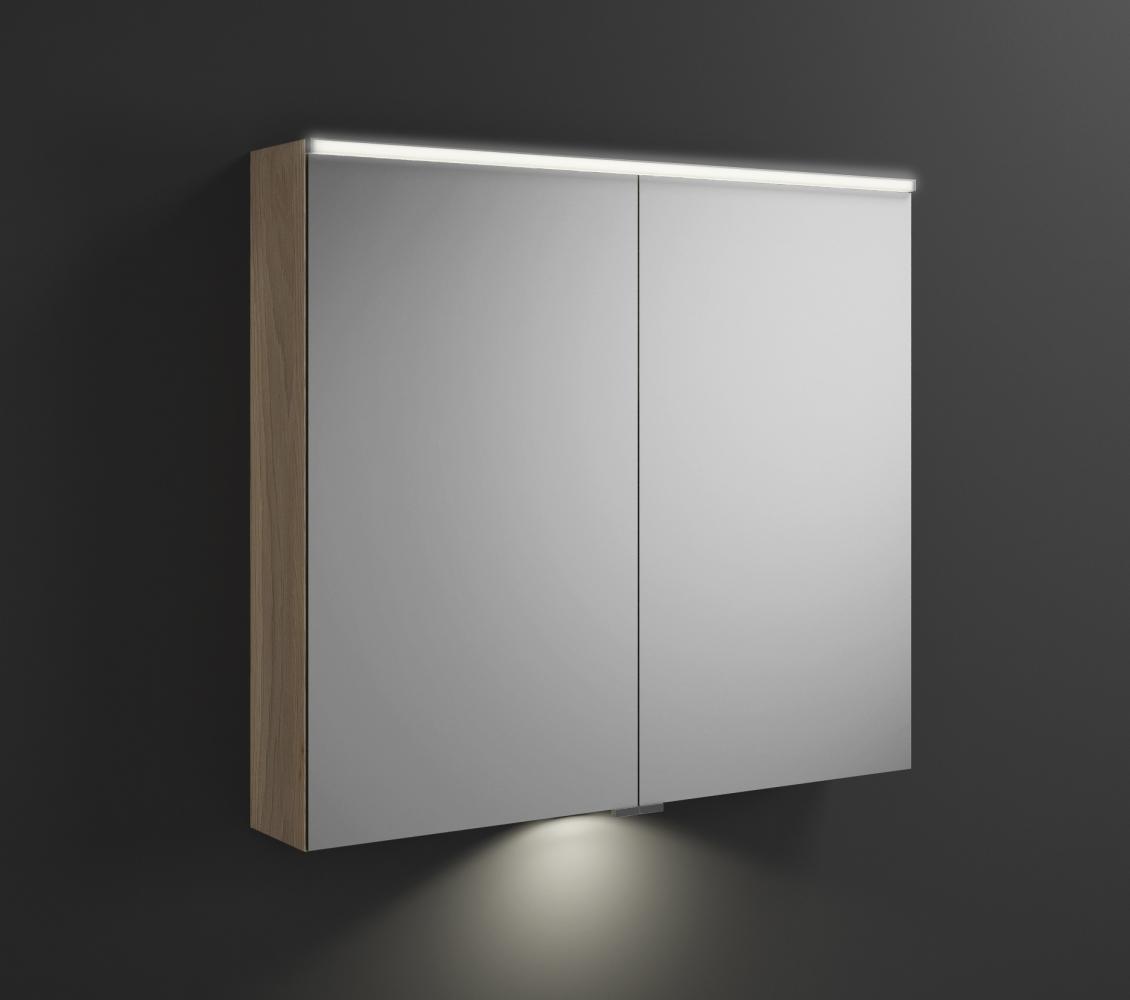 Burgbad Eqio Spiegelschrank mit horizontaler LED-Beleuchtung und Waschtischbeleuchtung, 2 Türen, 900x800 mm, SPGT090, Korpus: Eiche Dekor Cashmere - SPGT090F3180 Bild 1