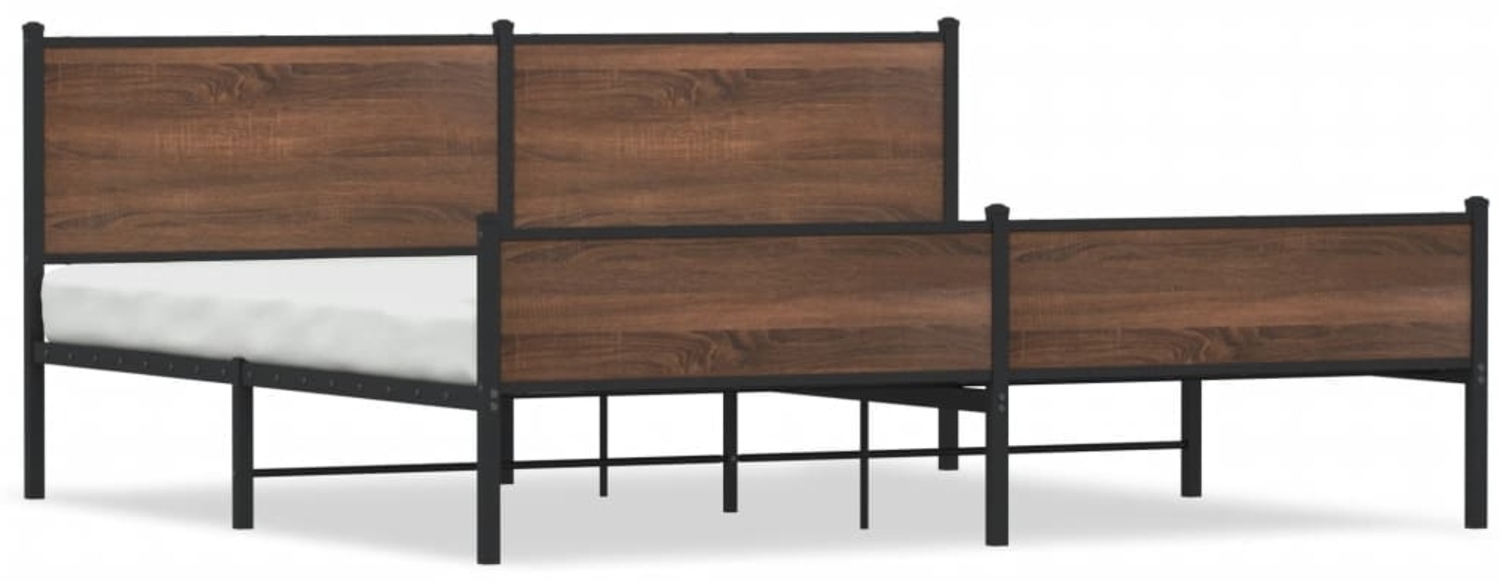 vidaXL Metallbett ohne Matratze Braun Eichen-Optik 193x203 cm 3301417 Bild 1