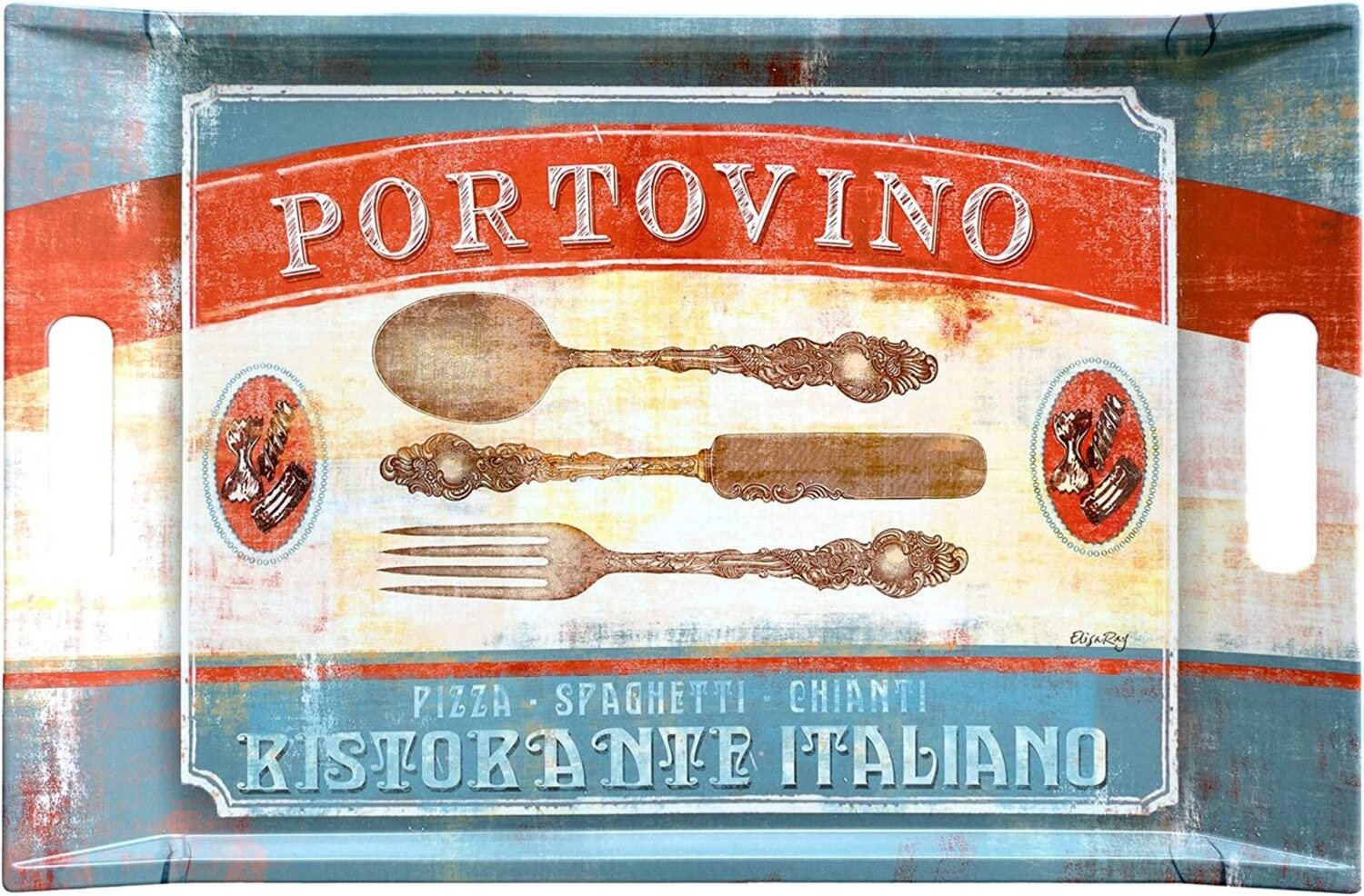 Lashuma Tablett Portovino, Melamin, (1-tlg), Farbenfrohes Kaffeetablett stapelbar 41x19 cm Bild 1