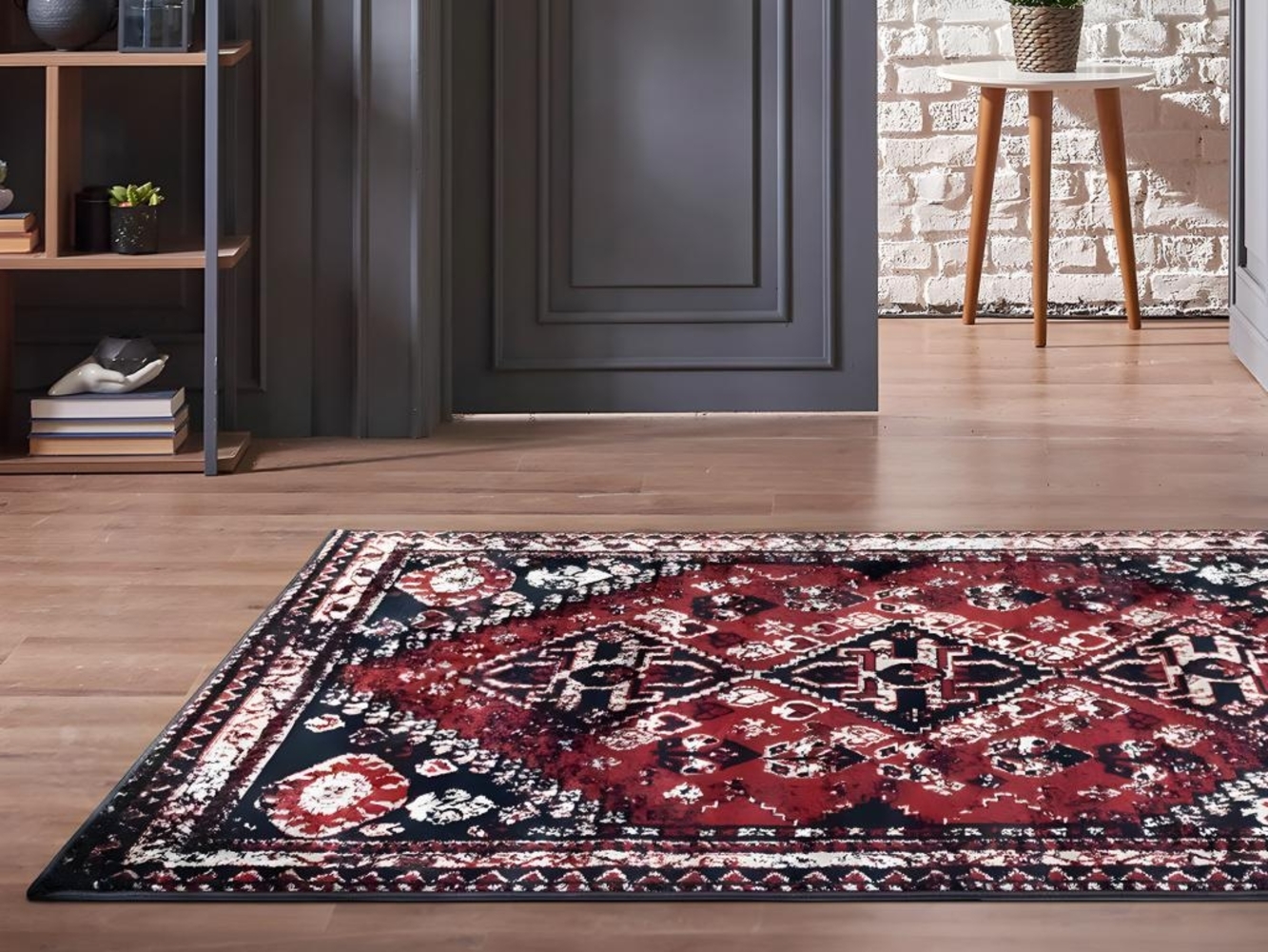 Vente-unique - Teppich orientalisch - 160 x 230 cm - Rot & Schwarz - SYLHET Bild 1