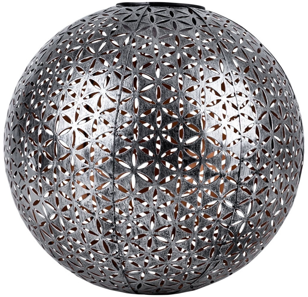 LED Solar-Steckleuchte, Kugel, silber-grau, Gold, 27 cm Bild 1