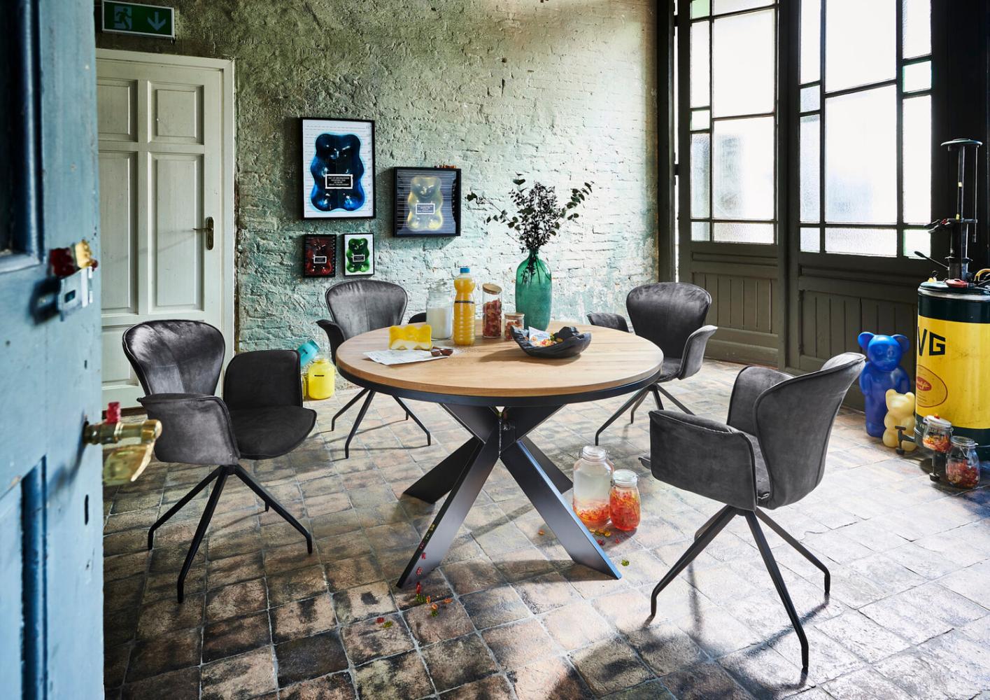 Esstisch Nottingham Eiche Rustic Oak 130-210x130x75 + 2x Ansteckplatte Bild 1