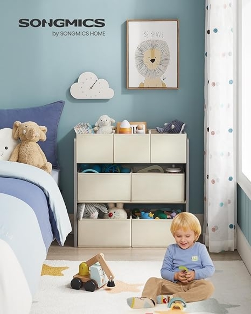 Songmics Spielzeugtruhe Kinderregal Bücherregal Kinder, mit 7 Aufbewahrungsboxen aus Vliesstoff, Kinderzimmer-Regal Bild 1