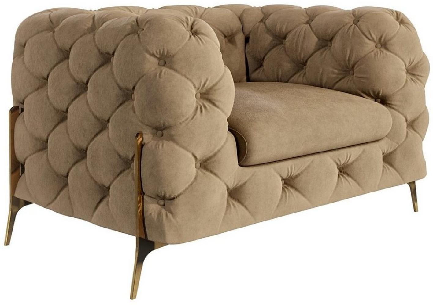 S-Style Möbel Chesterfield-Sessel Ashley mit Goldene Metall Füßen, mit Wellenfederung Bild 1