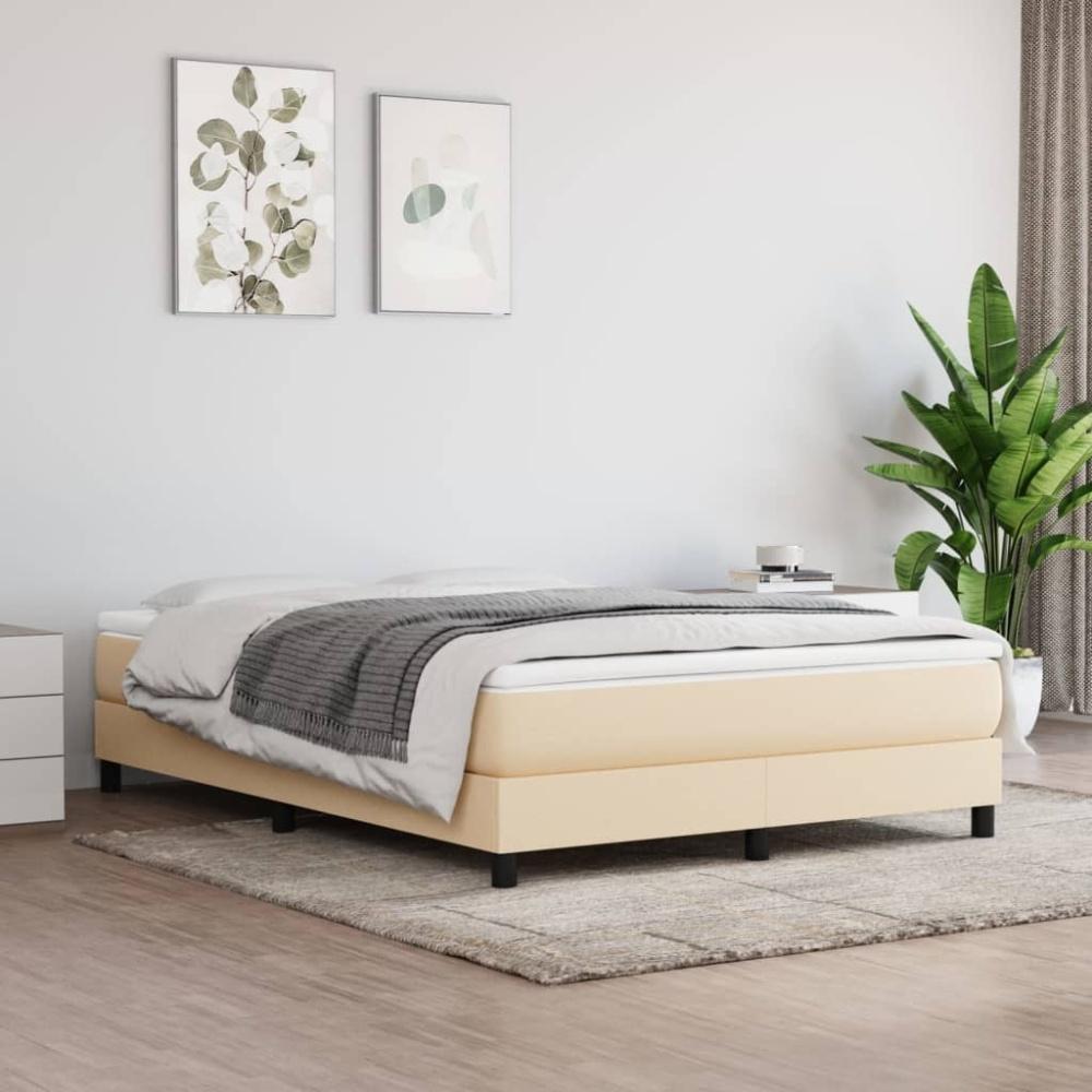 vidaXL Boxspringbett, Stoff, Creme, 140 x 200 cm Bild 1