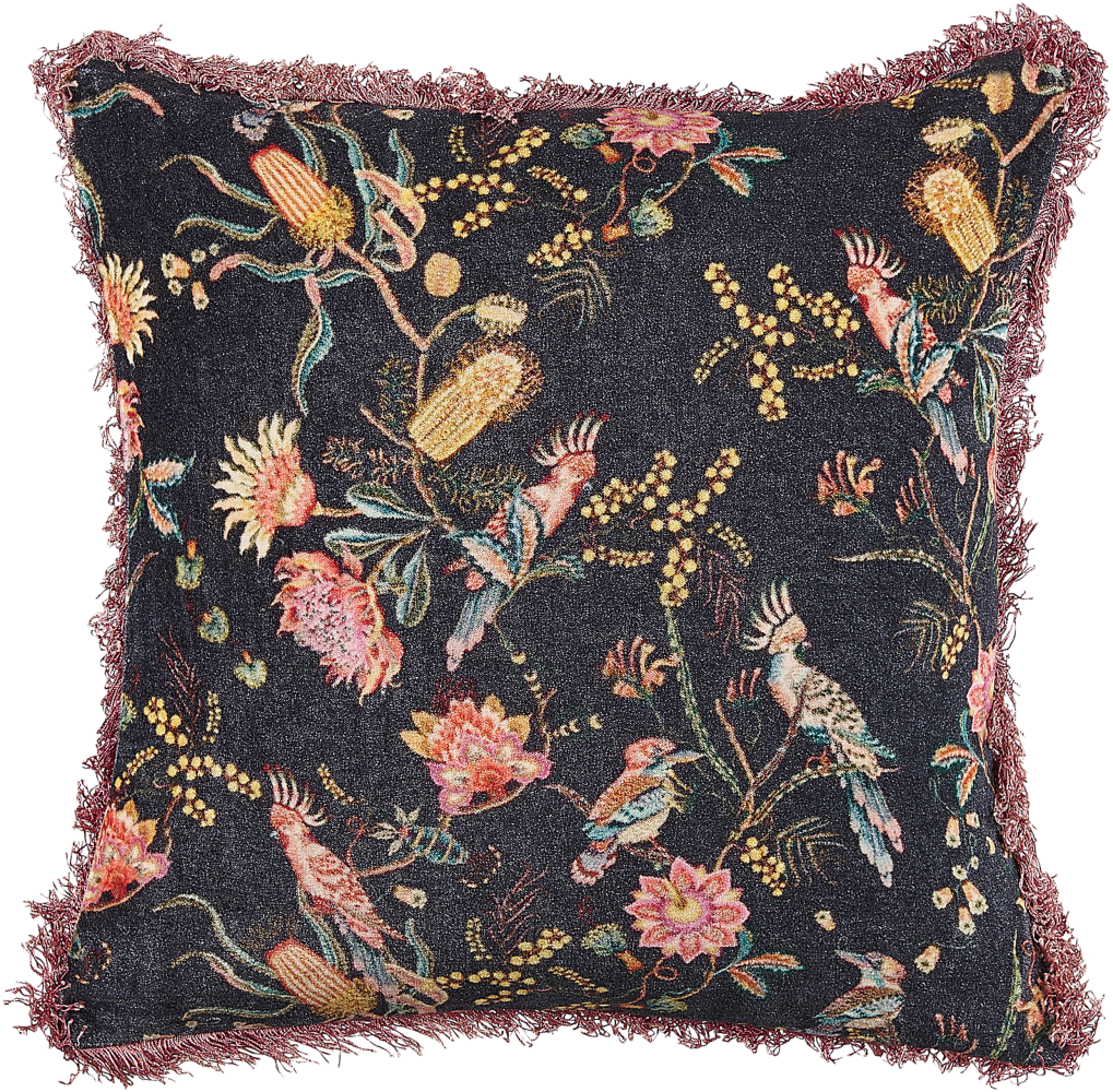 Dekokissen MORUS Baumwolle 45 x 45 cm Blumenmuster Schwarz Bild 1