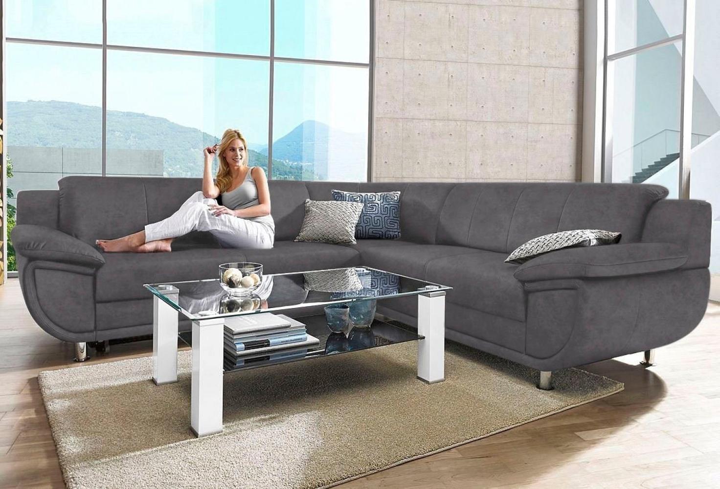 TRENDMANUFAKTUR Ecksofa Rondo wahlweise mit Schlaffunktion, 267x247 cm (BxT), breite Armlehnen, L-Form, wahlweise mit Federkern bestellbar, Füße chromfarben Bild 1