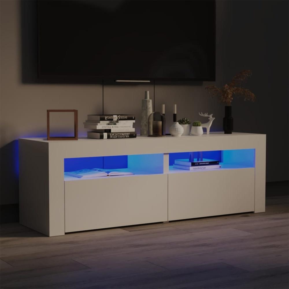 vidaXL TV-Schrank mit LED-Leuchten Hochglanz-Weiß 120 x 35 x 40 cm, Mit Beleuchtung [804361] Bild 1