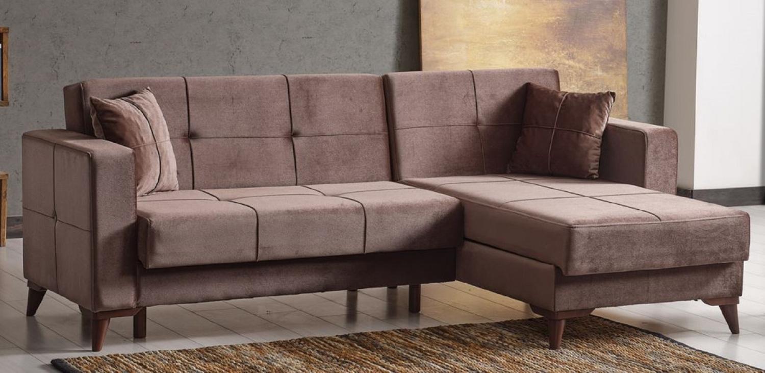 Casa Padrino Luxus Schlafsofa Dunkelbraun 243 x 150 x H. 83 cm - Modernes Wohnzimmer Sofa mit 2 Kissen - Wohnzimmer Möbel Bild 1