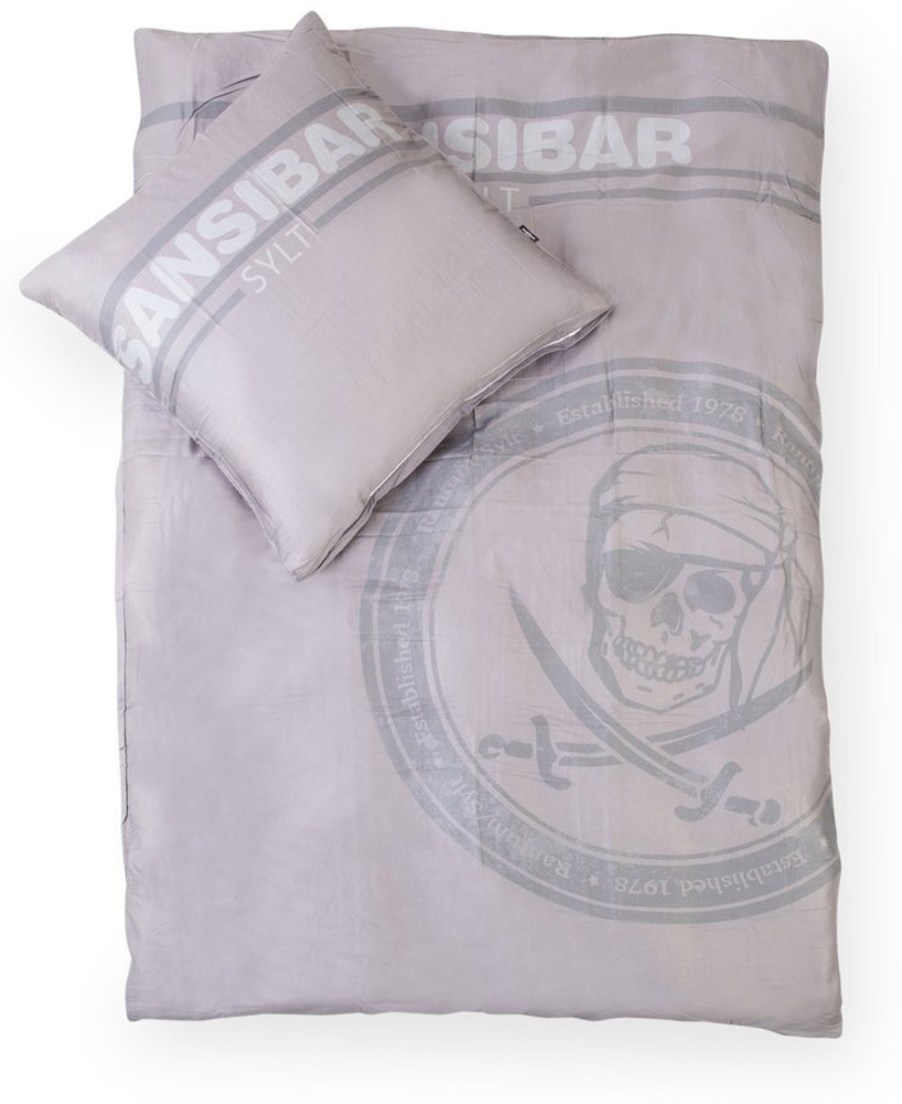 Sansibar Sylt Bettwäsche Bettwäsche SANSIBAR SKULL BL 135x200 cm grau Bettbezug Bettzeug Bild 1