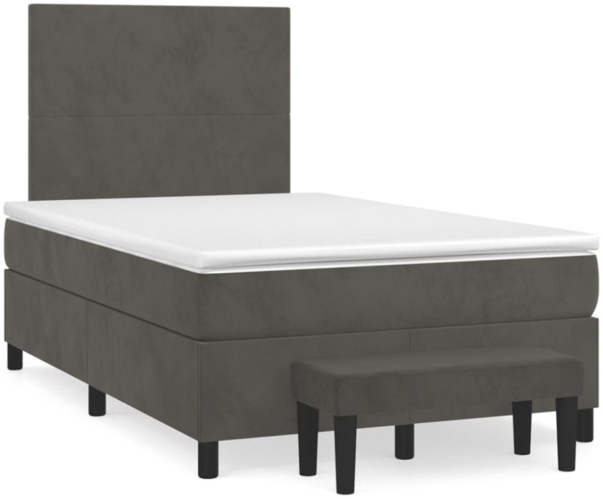 vidaXL Boxspringbett mit Matratze Dunkelgrau 120x190 cm Samt 3270458 Bild 1