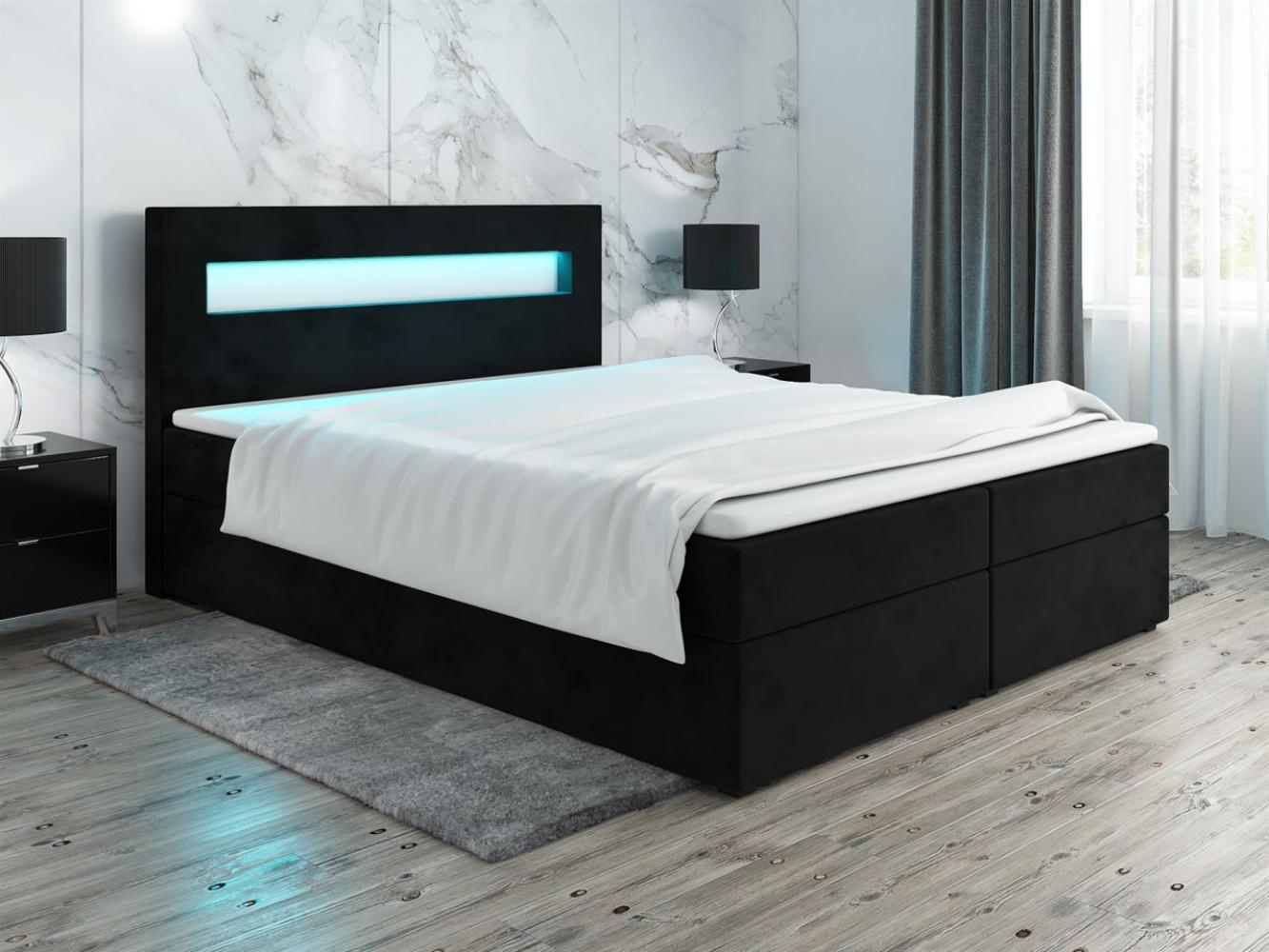 Boxspringbett Schlafzimmerbett PAROZO 200x200 cm Stoff Schwarz inkl. Bettkasten Bild 1