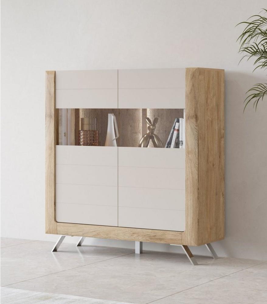 Leonique Highboard Kasai, Höhe 136,5 cm, 2 Türen mit Glaseinsatz Bild 1