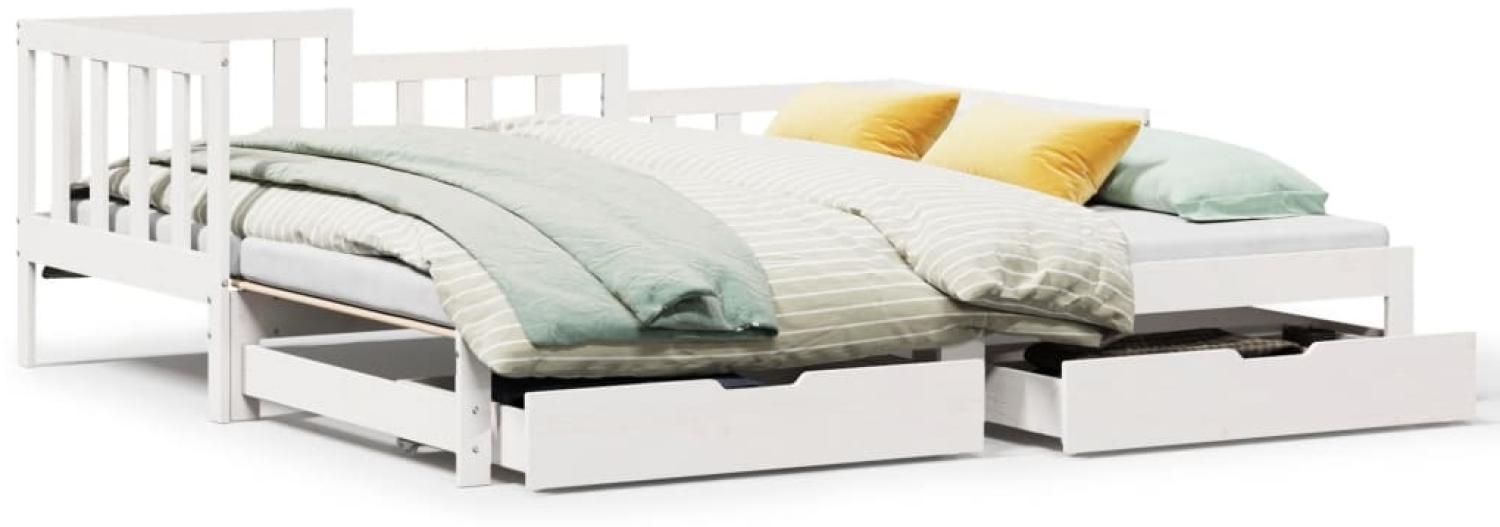 vidaXL Tagesbett Ausziehbar mit Schubladen ohne Matratze Weiß 90x200cm 3302222 Bild 1