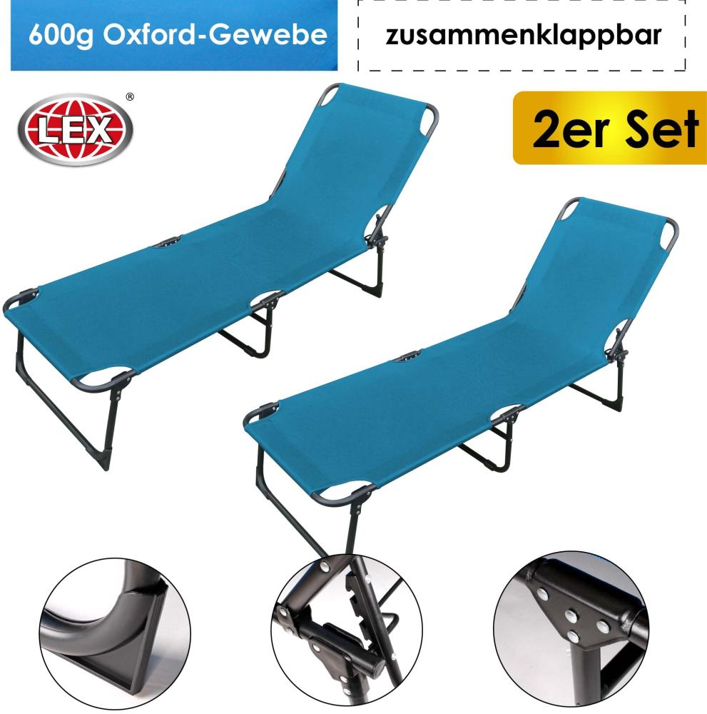 2er-Set Sonnenliege 3-Bein Gartenliege Strandliege Liegestuhl klappbar 188cm Bild 1