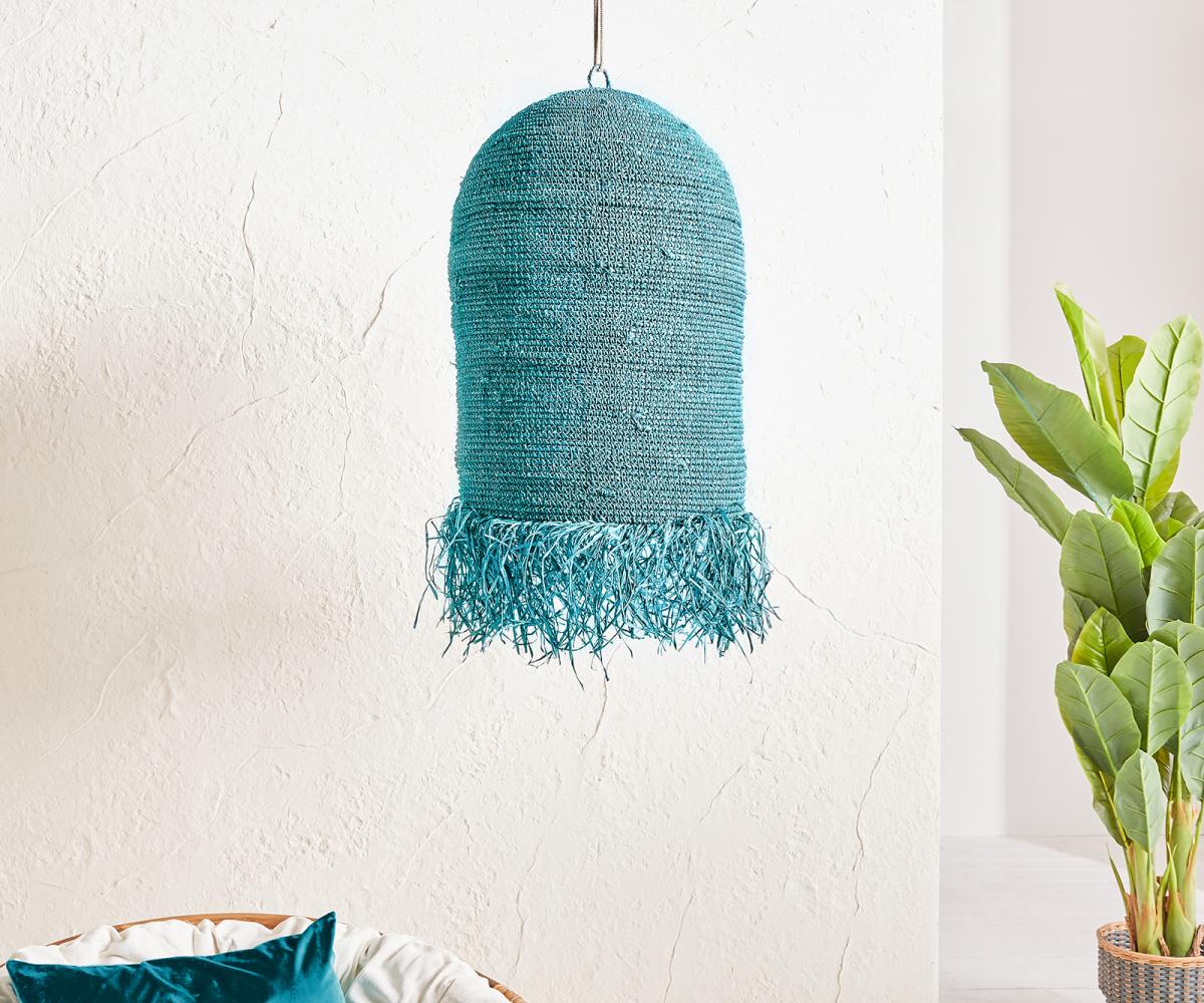 Lampenschirm Kubu-Kubu Ø 75x90 cm Türkis aus Wasserhyazinthe Bild 1